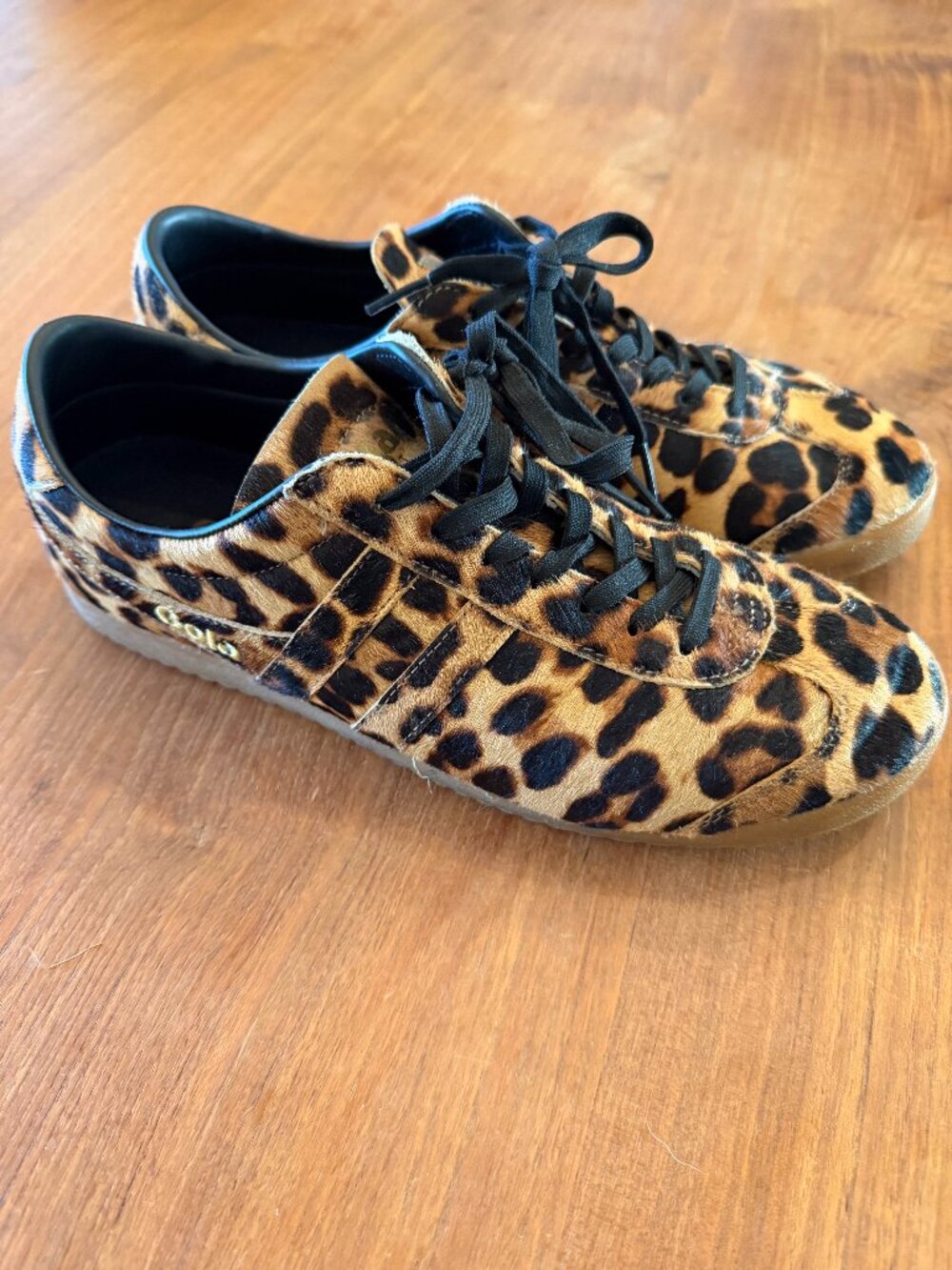 J Crew x Gola Bullet Sneaker Leopard Pony with Gum Sole
